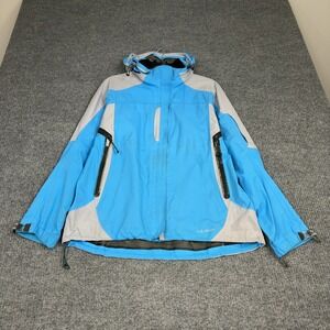 L.L. Bean Jacket Womens M Blue Waterproof Hooded Shell Colorblock Technical